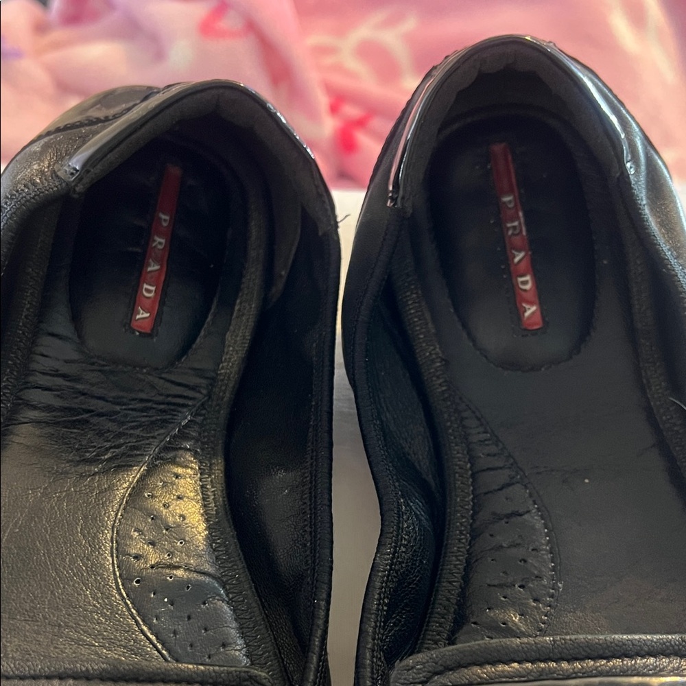 Prada  Black Leather Loafers - Picture 2 of 8
